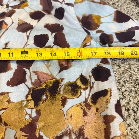 POETRY Linen Cotton Print Long Sleeve Button Down Mandarin Collar Blouse Size 4 - Picture 7 of 10